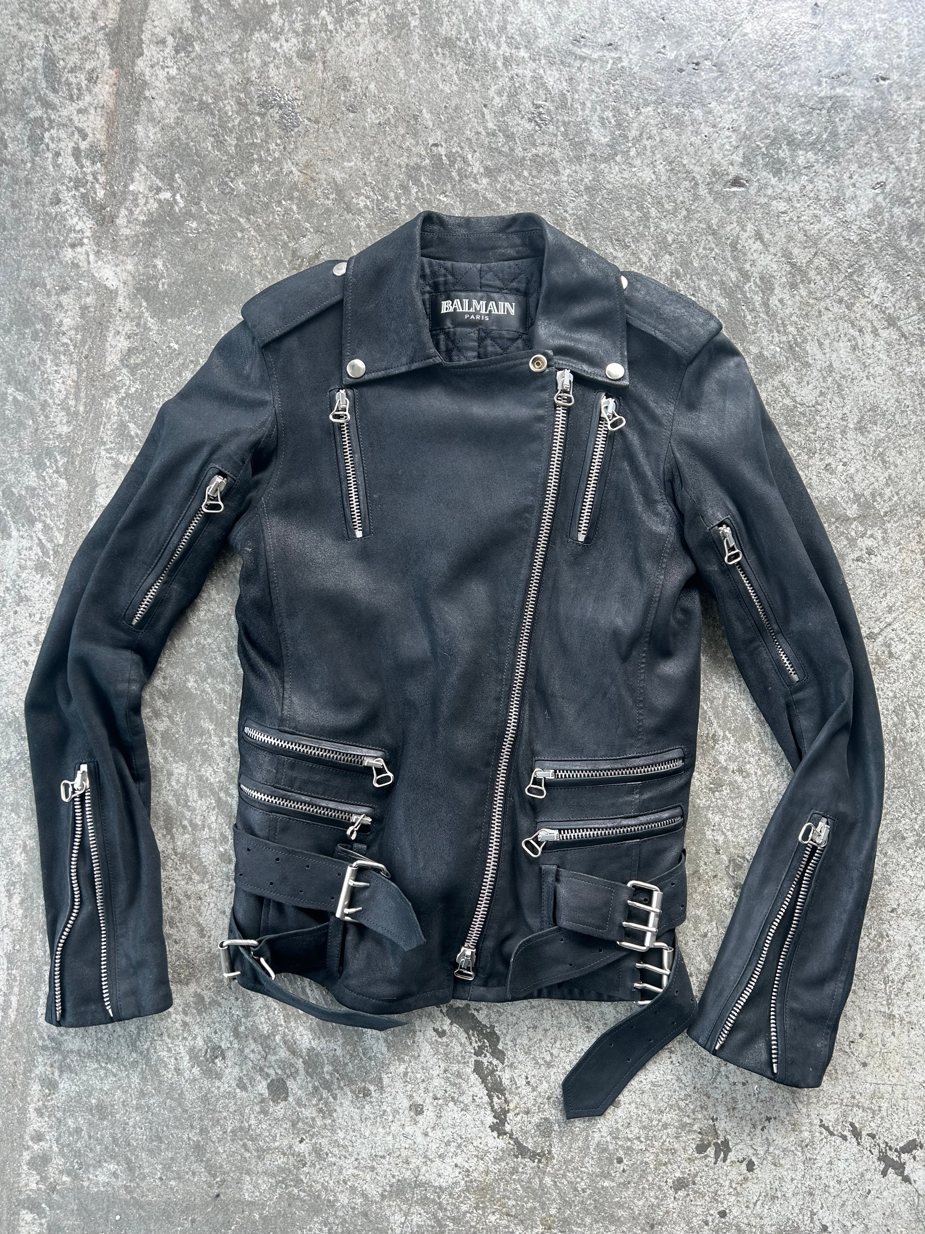 Balmain AW09 Leather Double Belted 10 Zip Jacket – Piffy