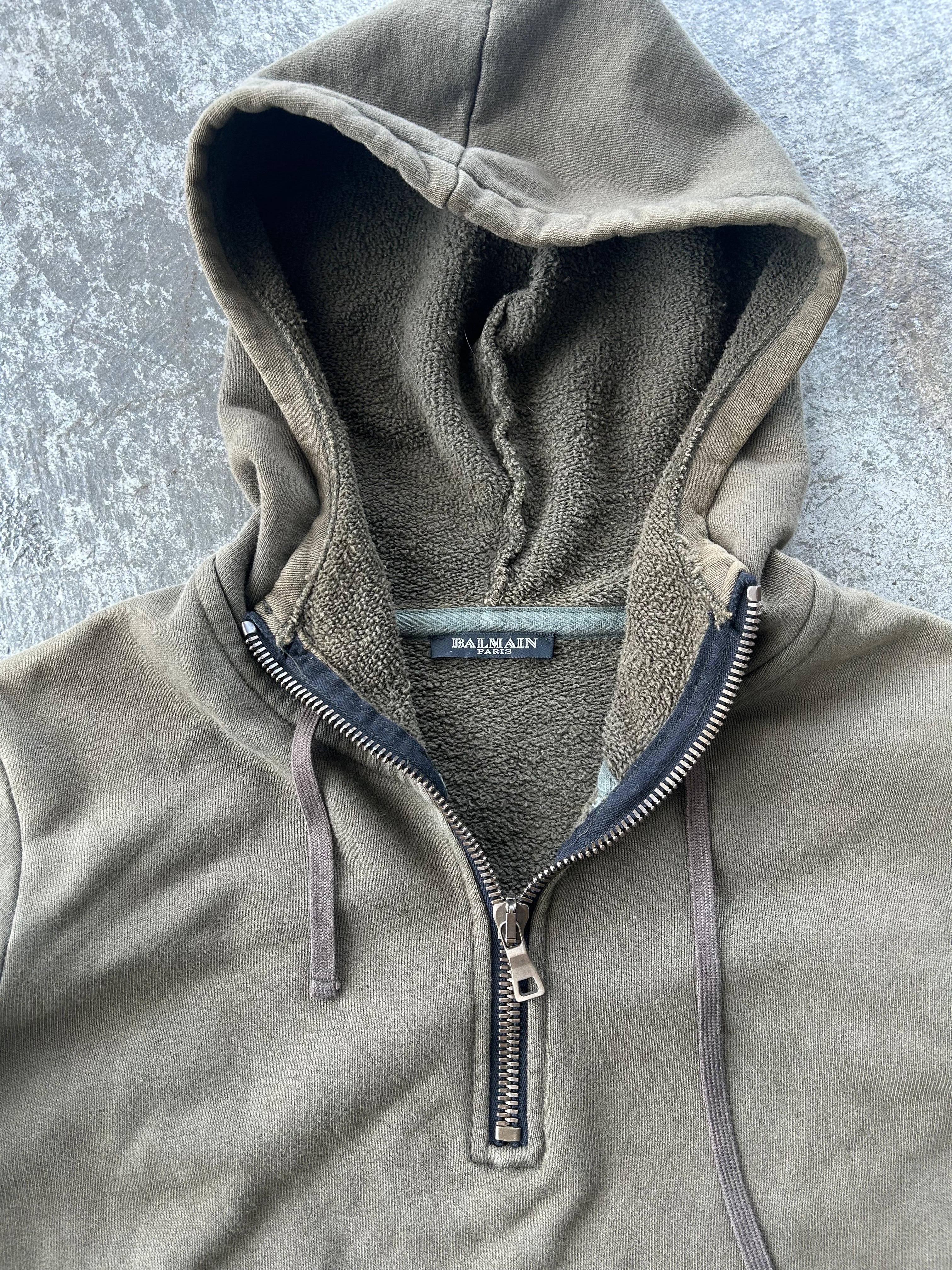 Balmain Homme AW12 Army Green Zip Up Hoodie
