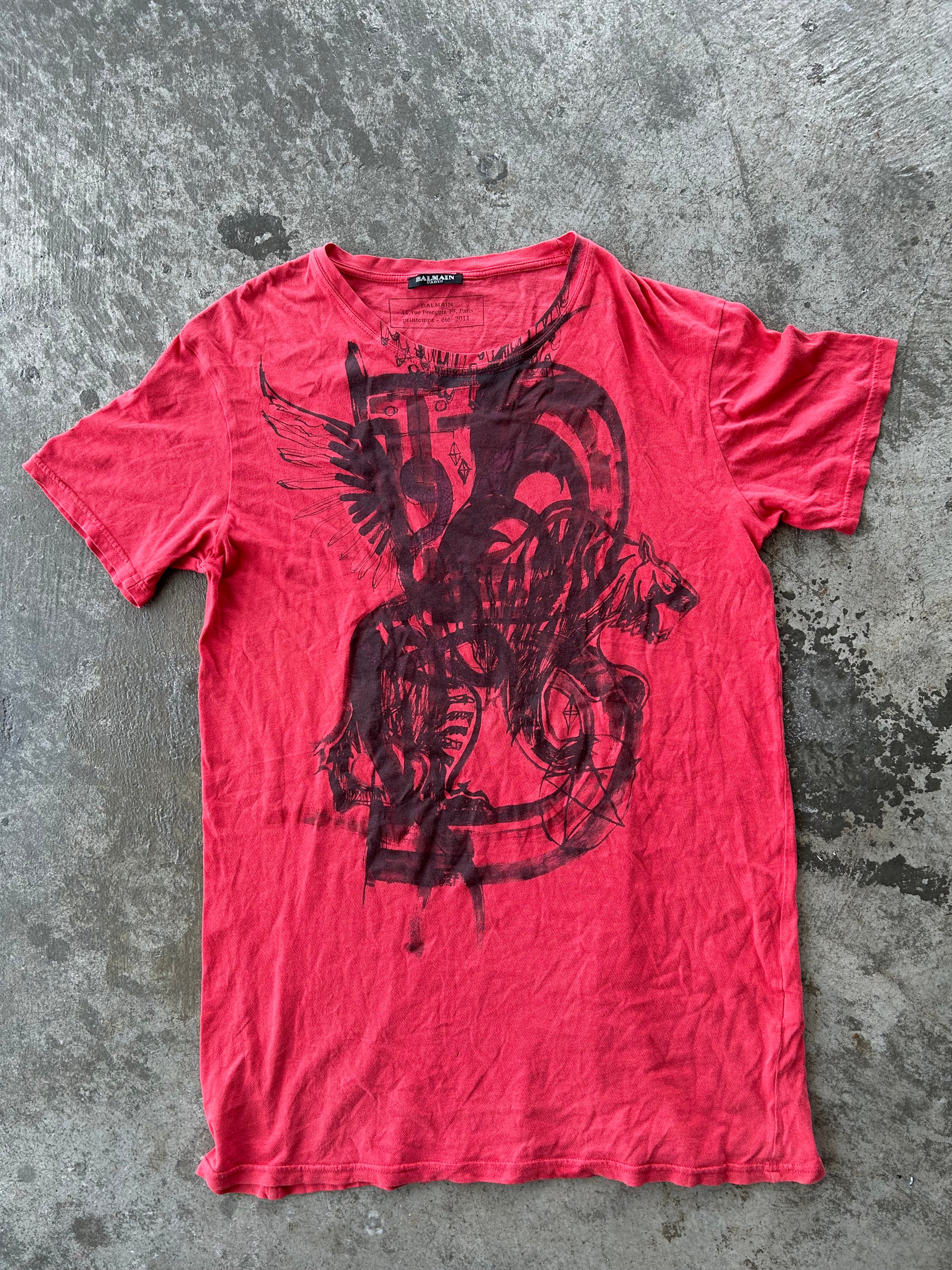 Balmain Homme Graffiti Tiger T Shirt