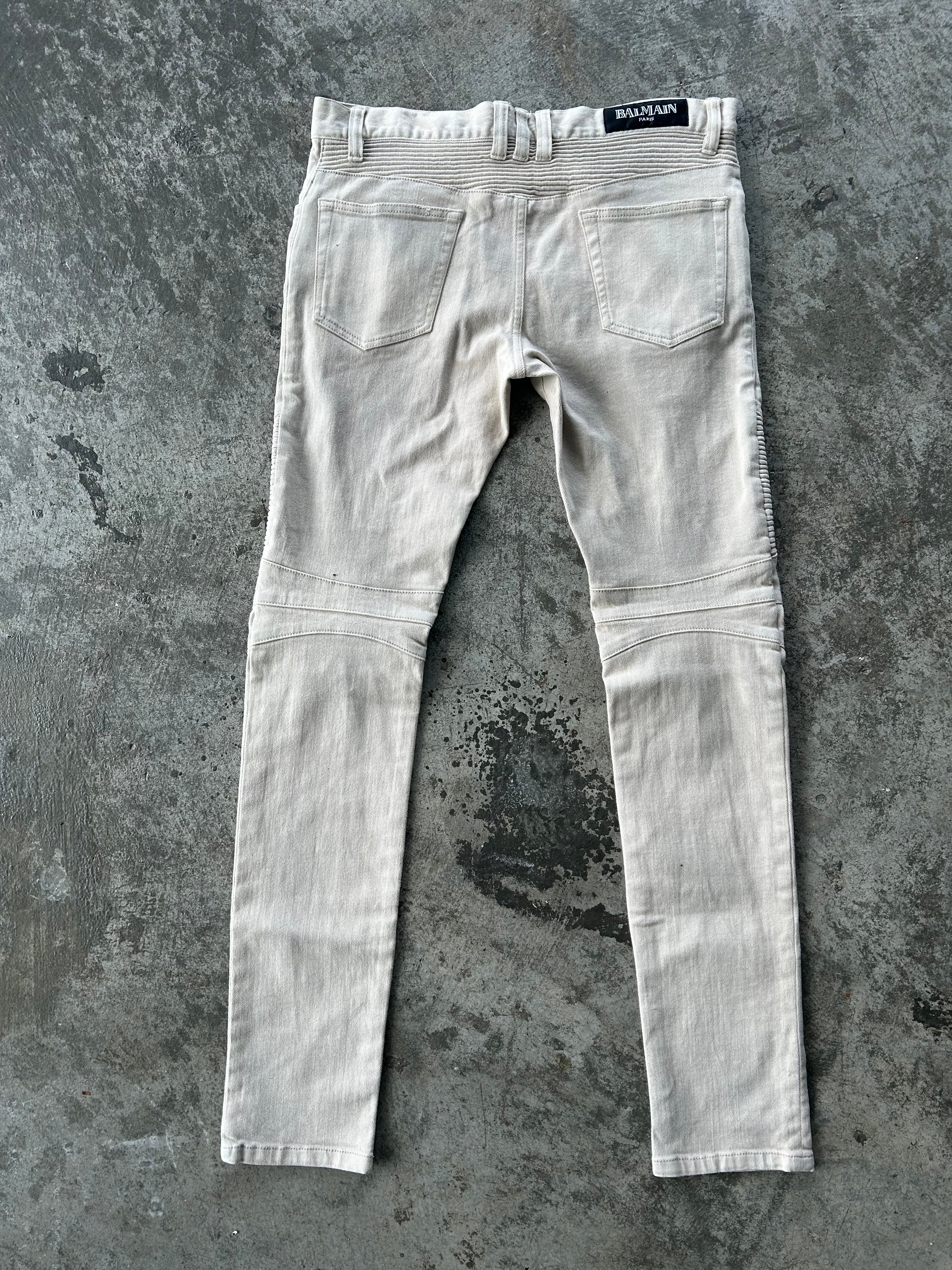 Balmain Homme AW12 Beige Biker Jeans