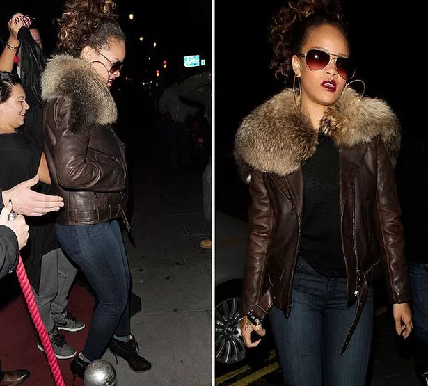 Balmain AW11 Brown Leather Fur Jacket