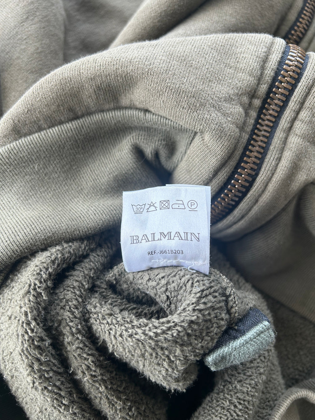 Balmain Homme AW12 Army Green Zip Up Hoodie