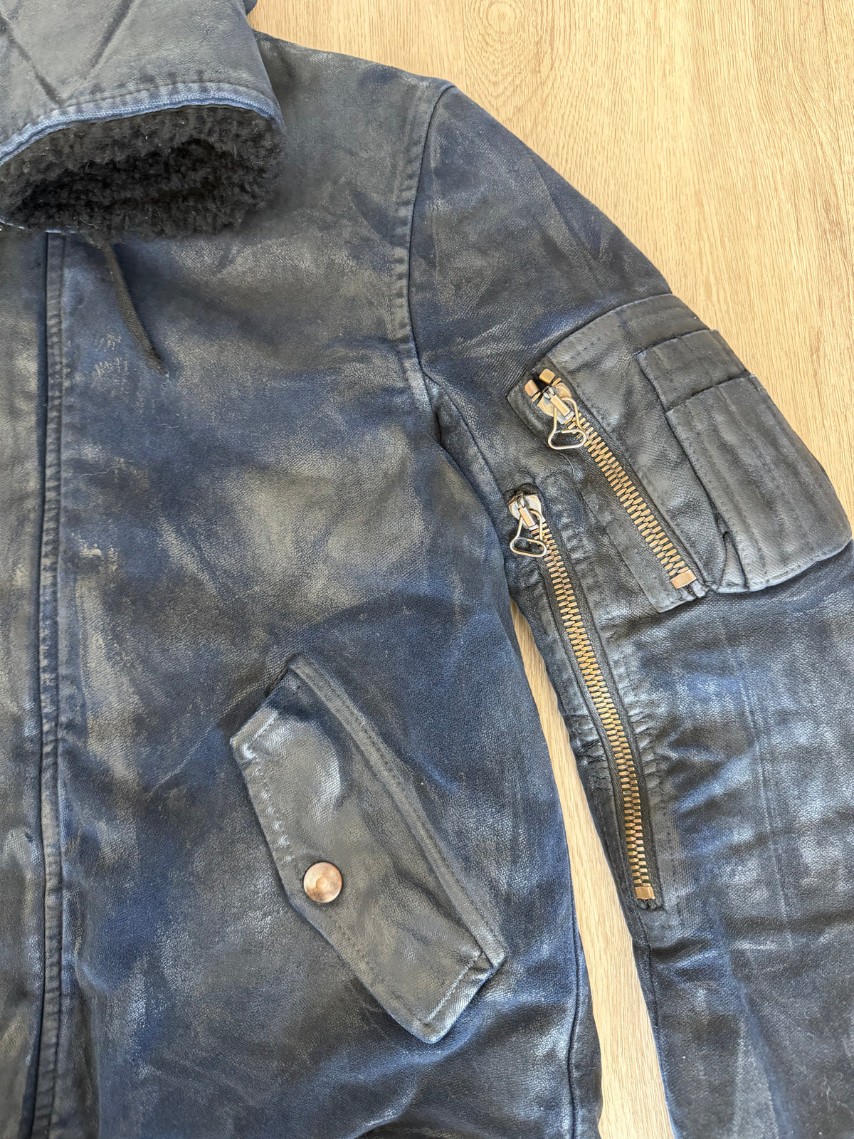 Balmain Homme AW10 Waxed Lambskin Shearling N2B Bomber Jacket
