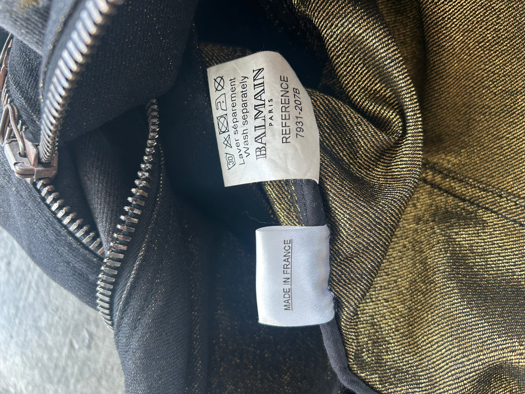 Balmain AW11 Gold Distressed Biker Jacket