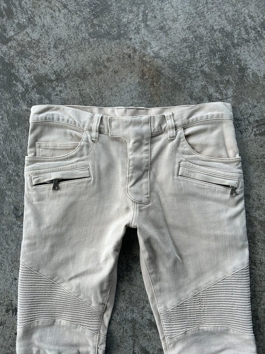Balmain Homme AW12 Beige Biker Jeans