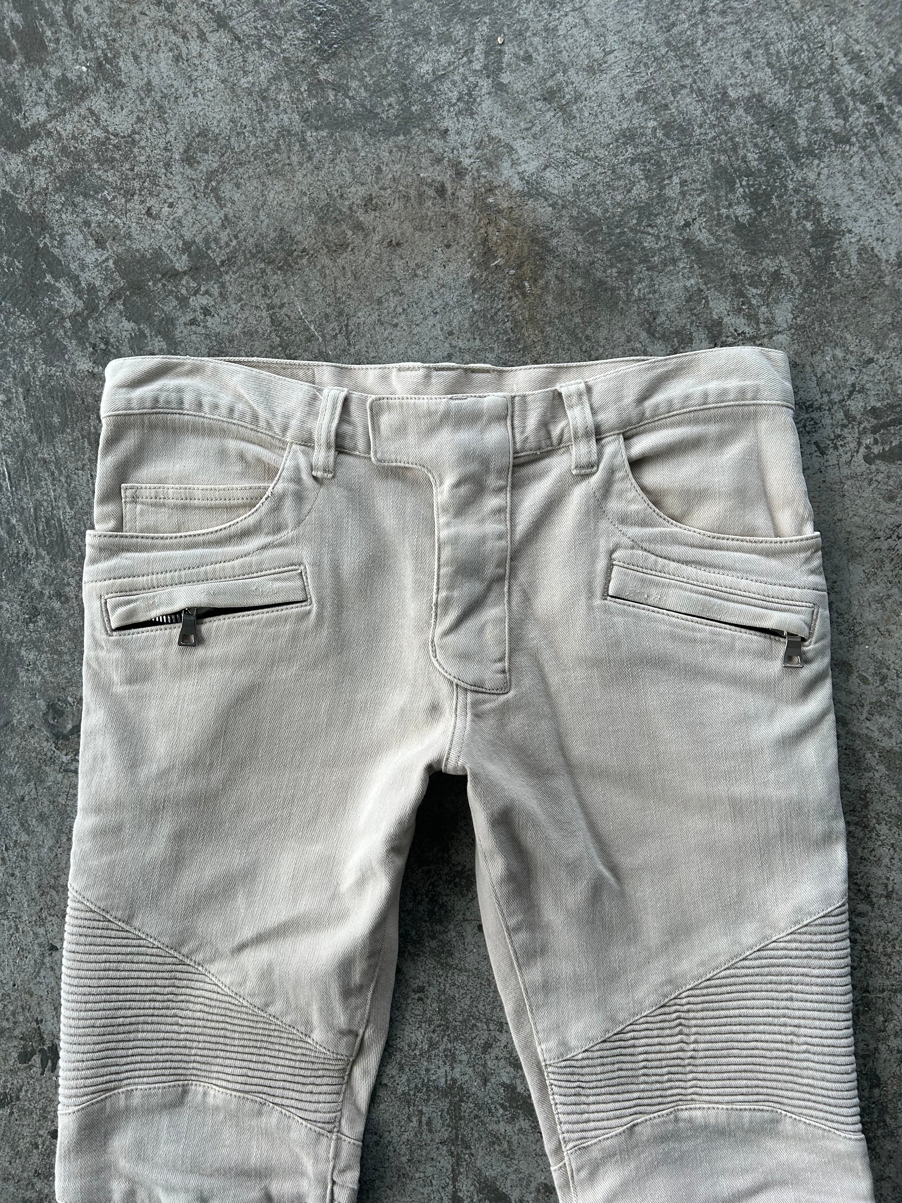 Balmain Homme AW12 Beige Biker Jeans