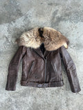 Balmain AW11 Brown Leather Fur Jacket