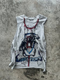 Balmain SS11 Graffiti Tiger Safety Pin Tank Top