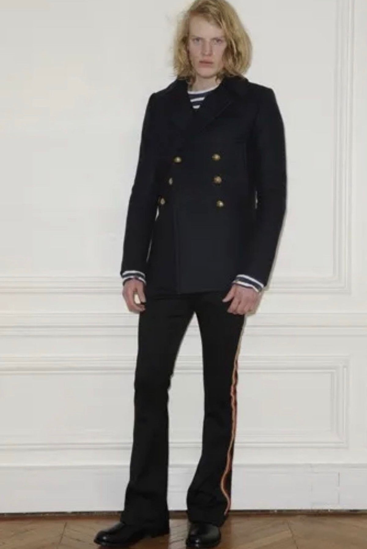 Balmain Homme AW11 Navy Striped Long Sleeve Shirt