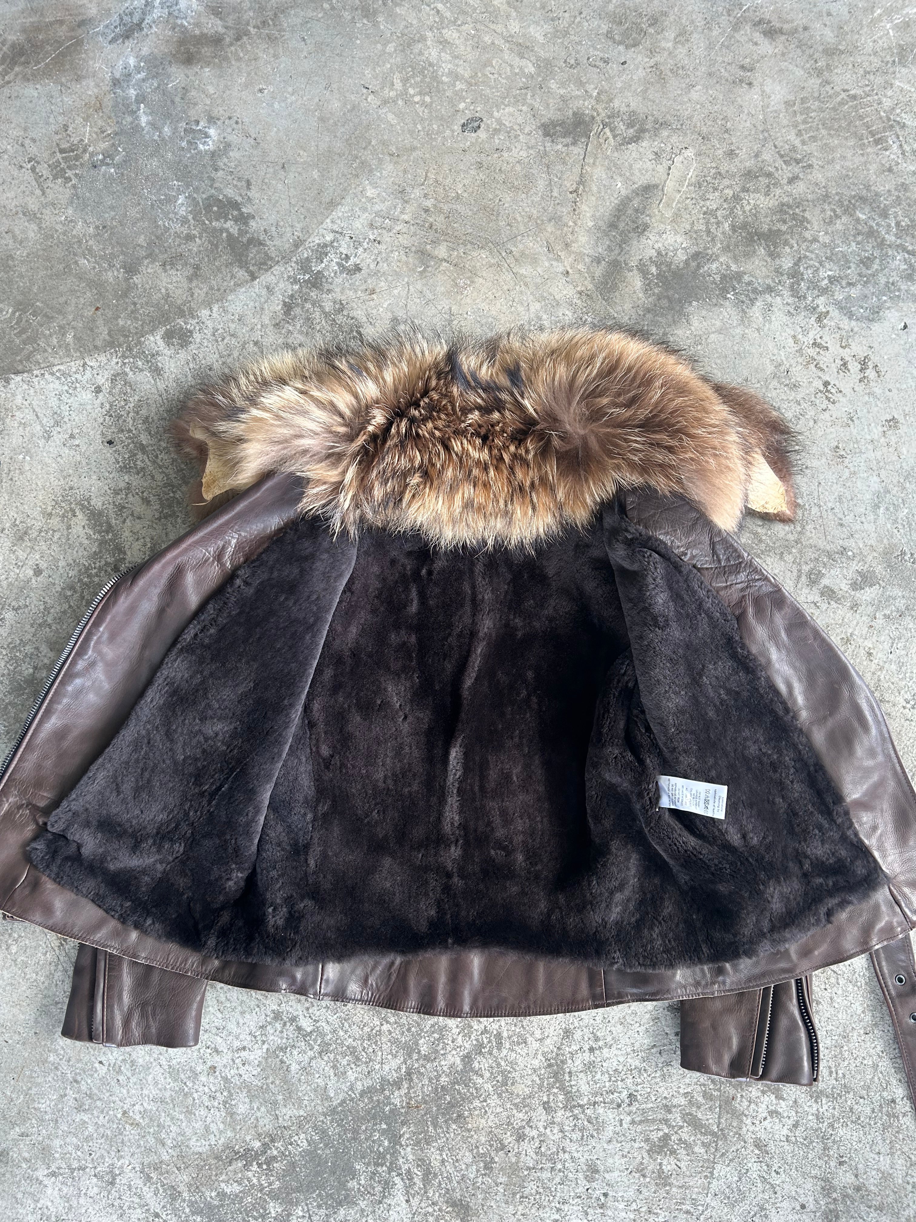 Balmain AW11 Brown Leather Fur Jacket
