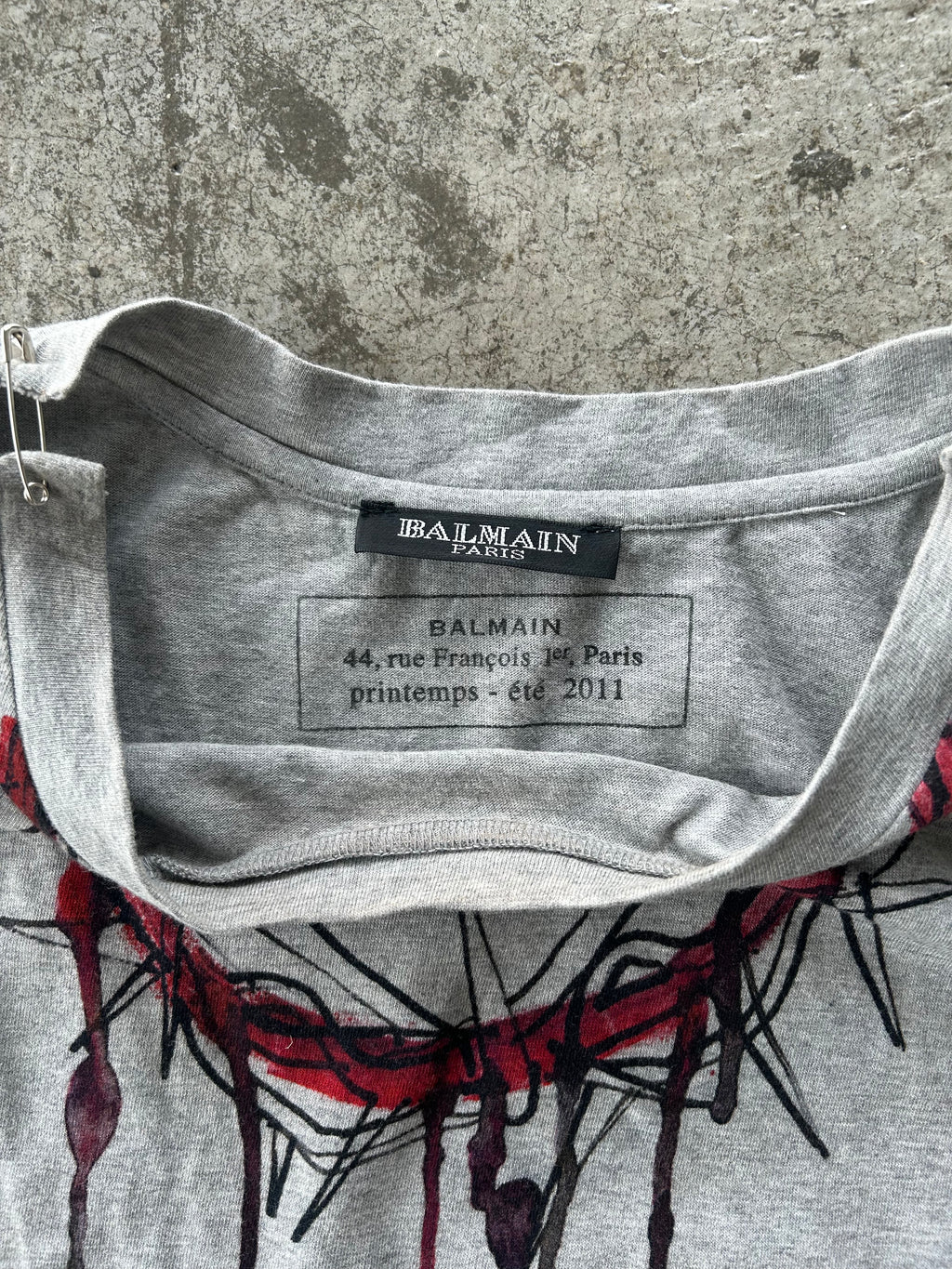 Balmain SS11 Graffiti Tiger Safety Pin Tank Top