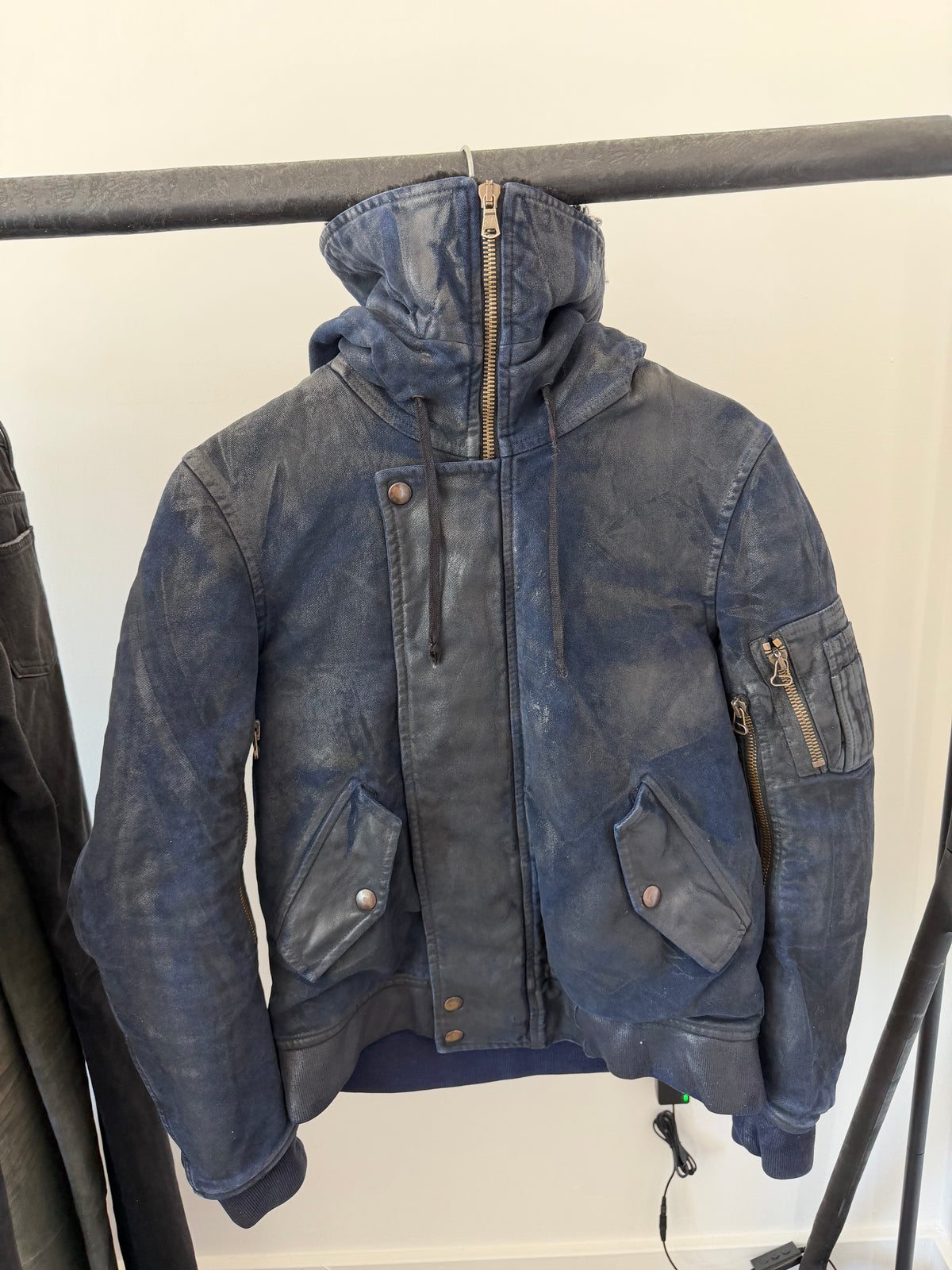 Balmain Homme AW10 Waxed Lambskin Shearling N2B Bomber Jacket