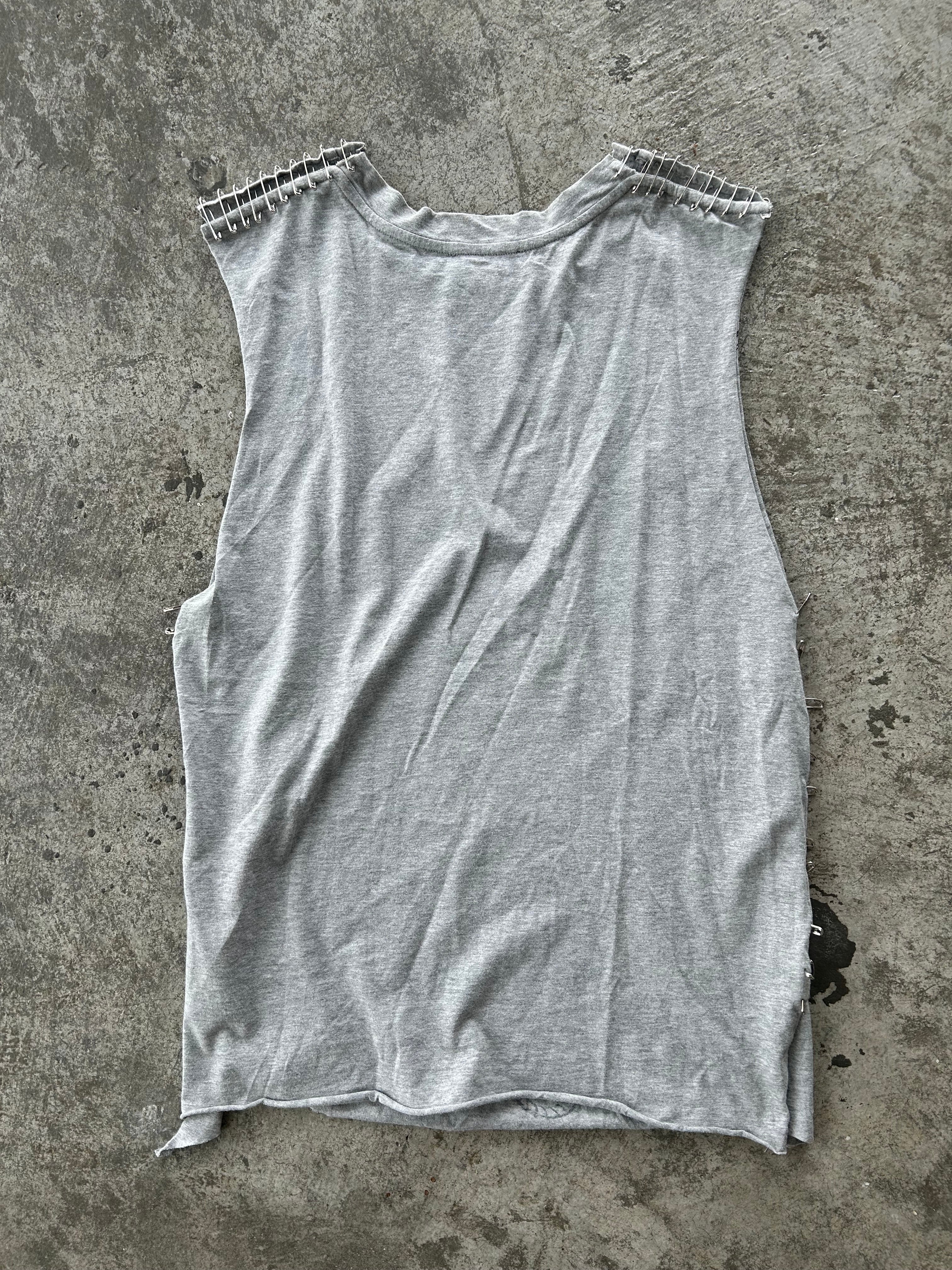 Balmain SS11 Graffiti Tiger Safety Pin Tank Top