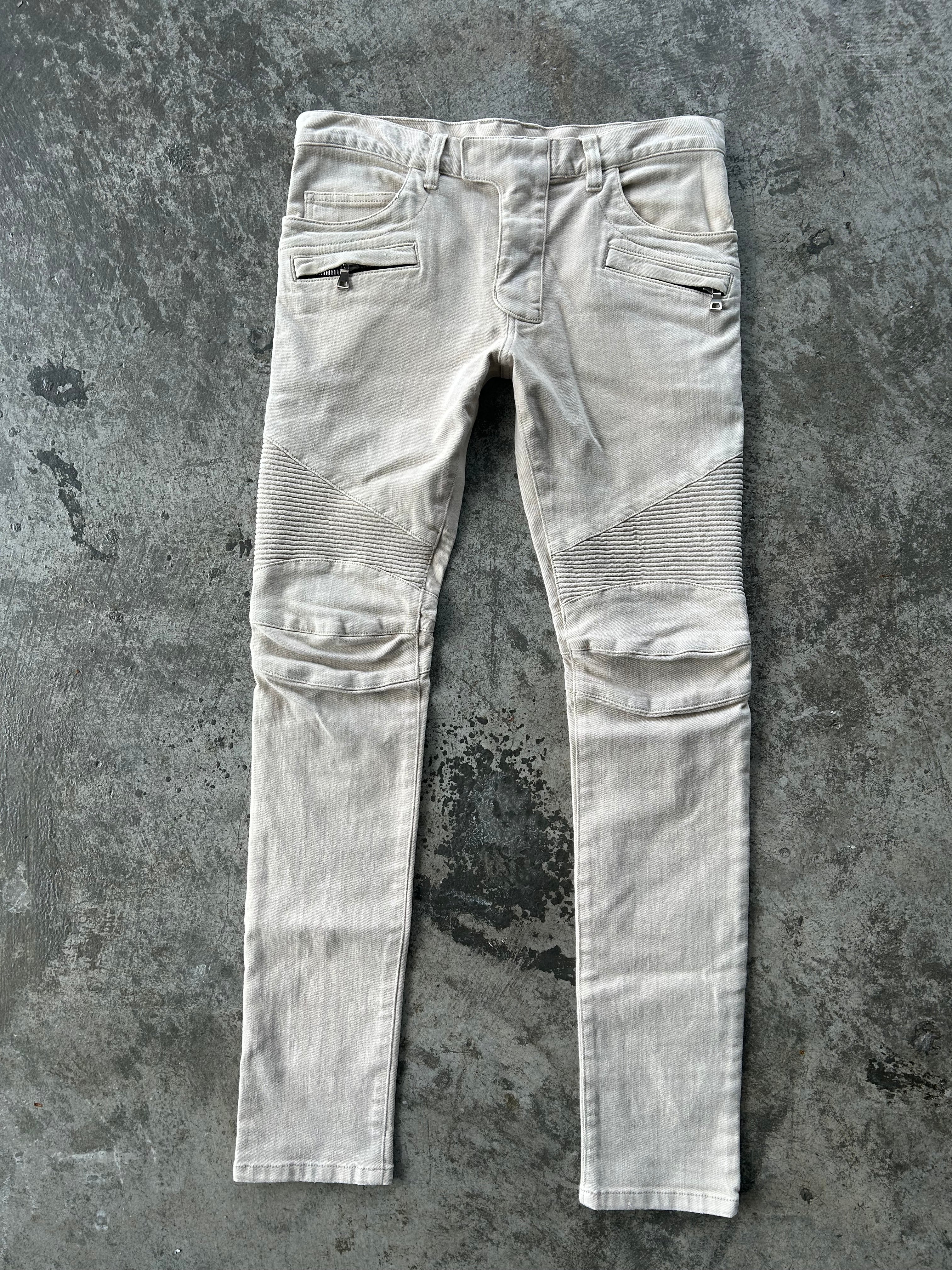 Balmain Homme AW12 Beige Biker Jeans