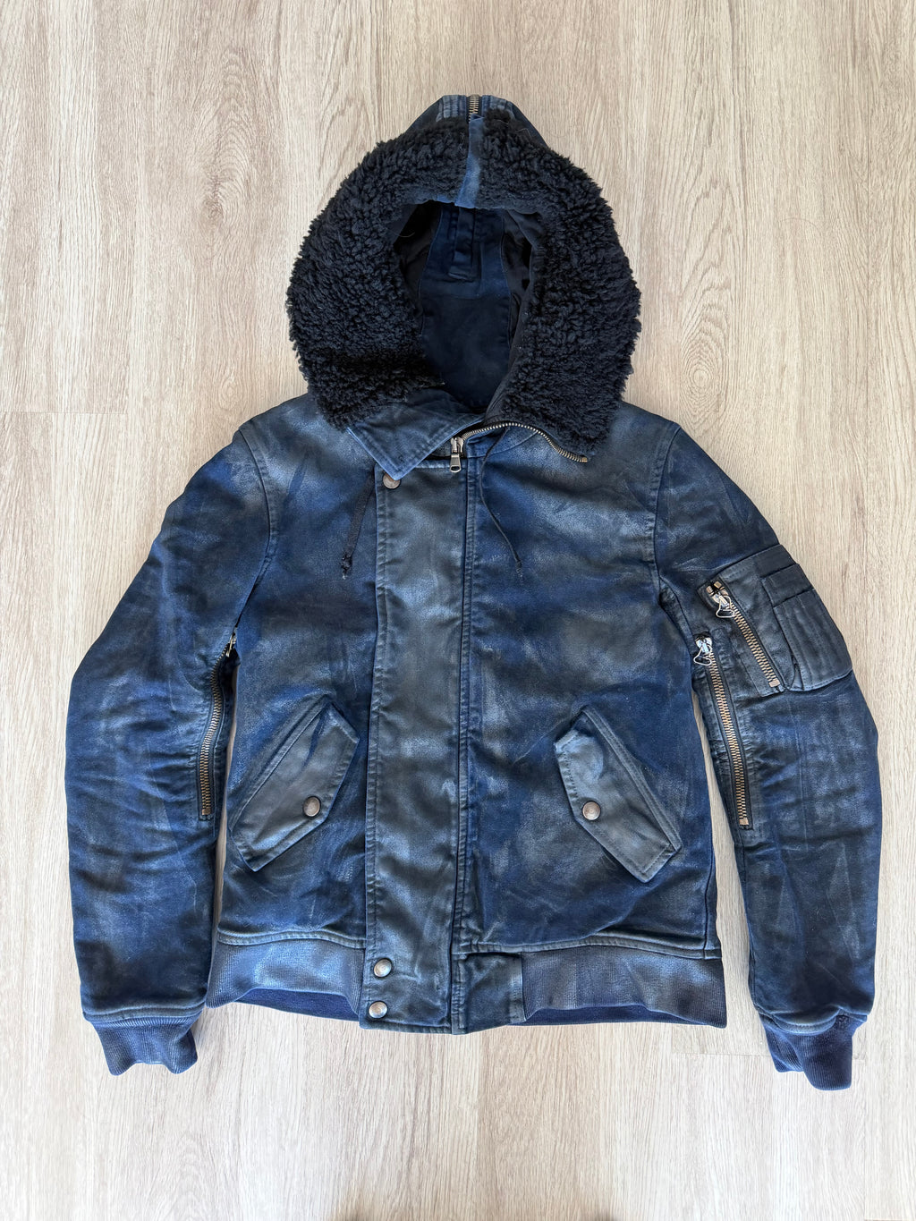 Balmain Homme AW10 Waxed Lambskin Shearling N2B Bomber Jacket